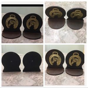 Vintage Cast Iron Brass Horse Bookends or Doorstop